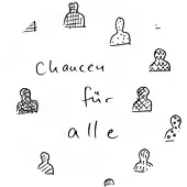 El texto «Chancen für alle» (Oportunidades para todos y todas), enmarcado por dibujos de cabezas con distintos sombreados.