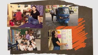 Bildkomposition aus Bildern der Freiwilligen, wie sie wohnt, arbeitet und in Kambodscha lebt.