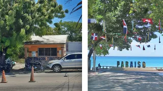 Links: Das Büro des Clusters am Ortseingang, Rechts: Am Strands des Ortes Paraiso