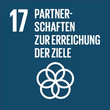 Kachel mit dem Emblem von Nachhaltigkeitsziel 17 der Vereinten Nationen: Partnerschaften zur Erreichung der Ziele.