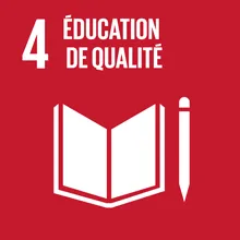 Carreau portant l’emblème de l’objectif de développement durable 4 des Nations Unies : Éducation de qualité.